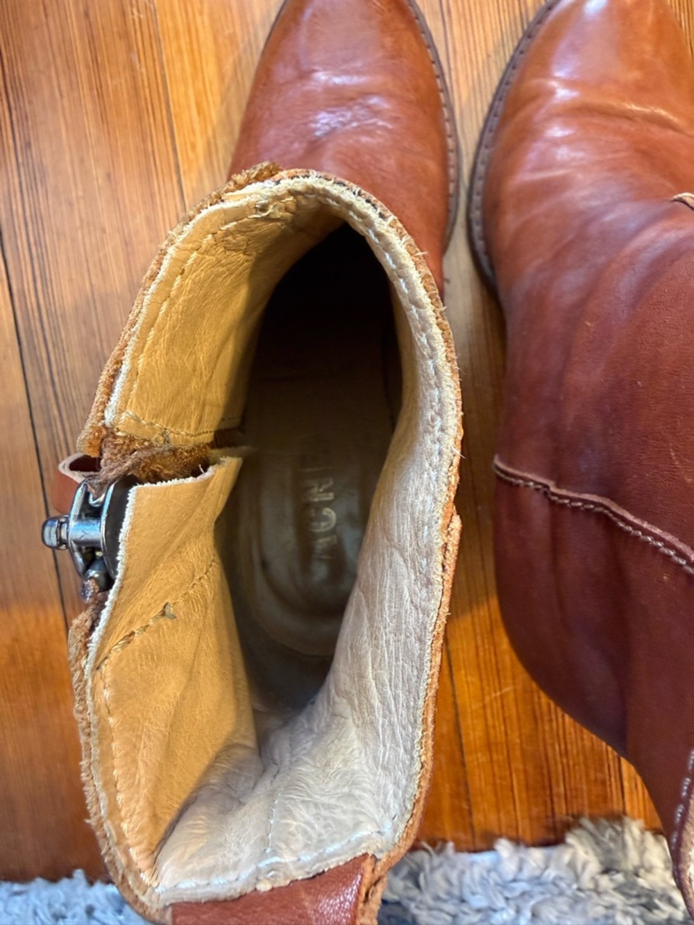 Acne Brown Leather Ankle Booties with Side Zip - Picture 2 of 5